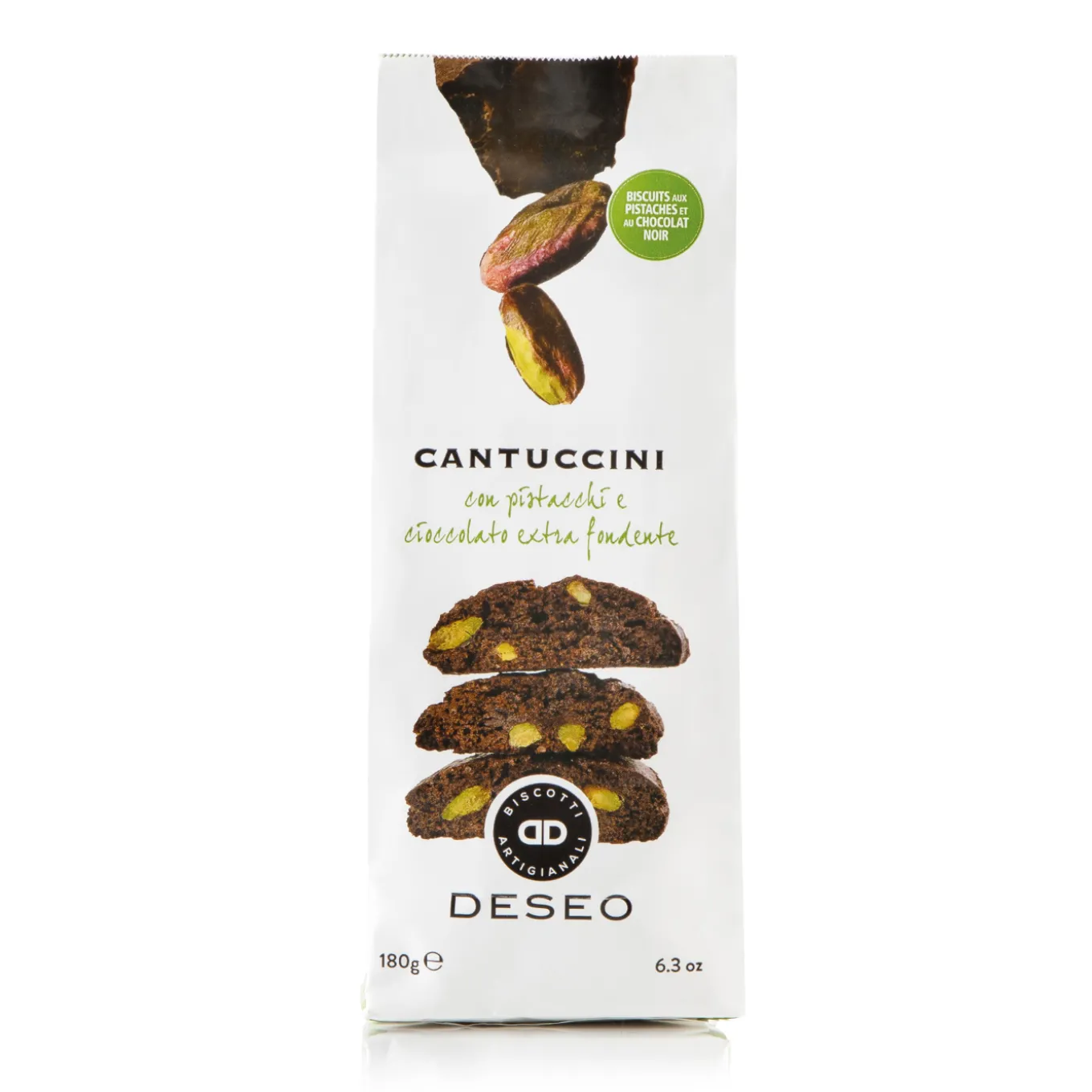 Cantucci con Pistacchi e Cioccolato Extra Fondente 180g