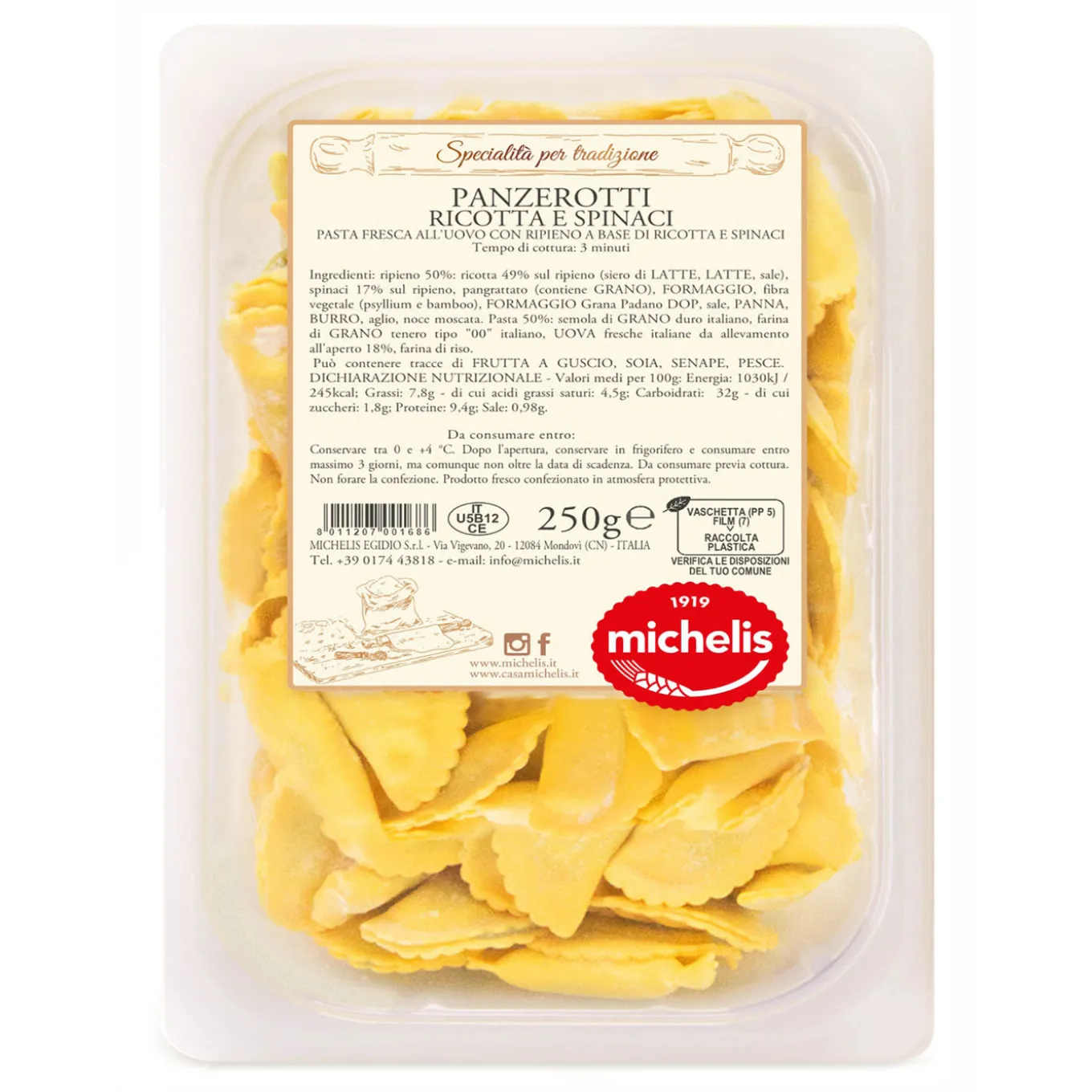Panzerotti Ricotta e Spinaci 250g